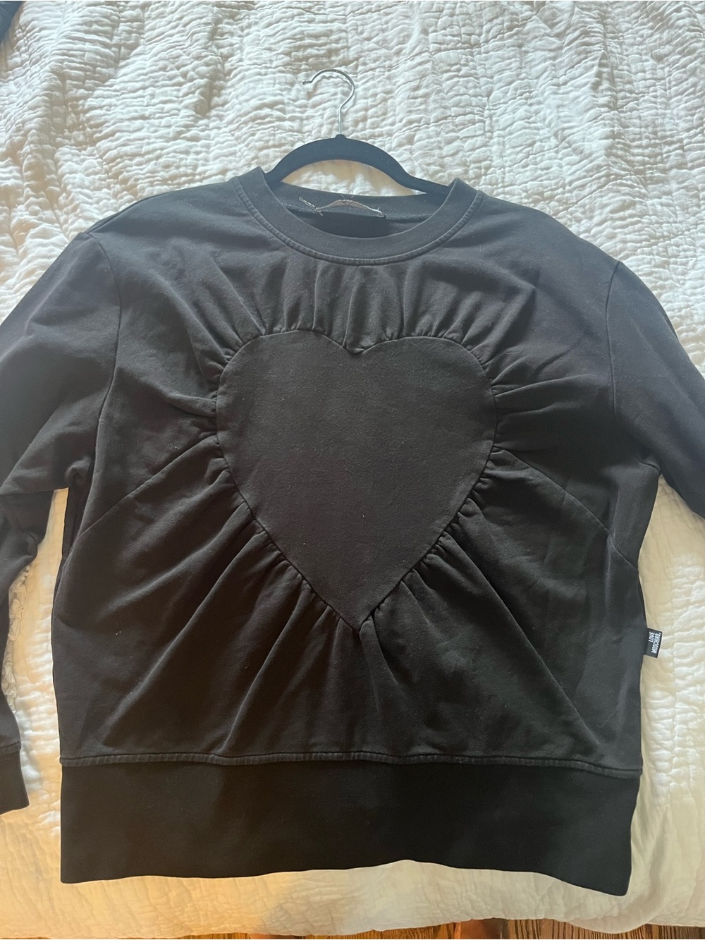 LOVE MOSCHINO black long sleeve with heart detail. Medium.